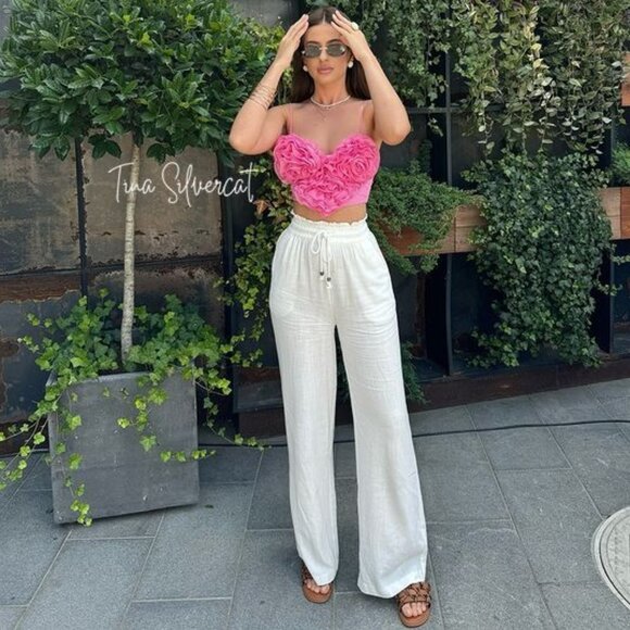 BLOGGER'S FAVE! Zara Voluminous Heart Crop Top Pink NWT - Picture 14 of 16